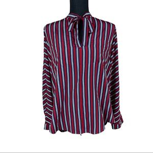 ABERCROMBIE FITCH Womens Small Red Blue Long Sleeve‎ Shirt